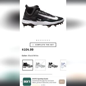 Nike Black and White Athletic Steel Cleats